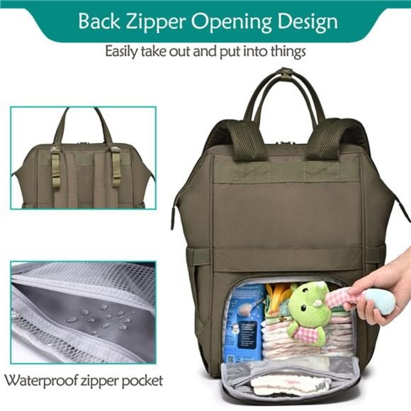 Diaper Bag Backpack, BabbleRoo Multifunction Large Baby Bags with Changing Pad - Picture 4 of 6